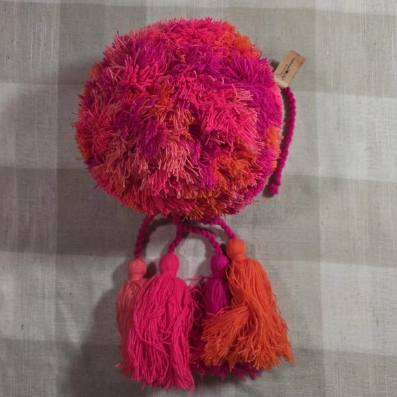 Natural Life Large Hanging Pompom Magenta Pink & Orange Colors - Picture 6 of 6